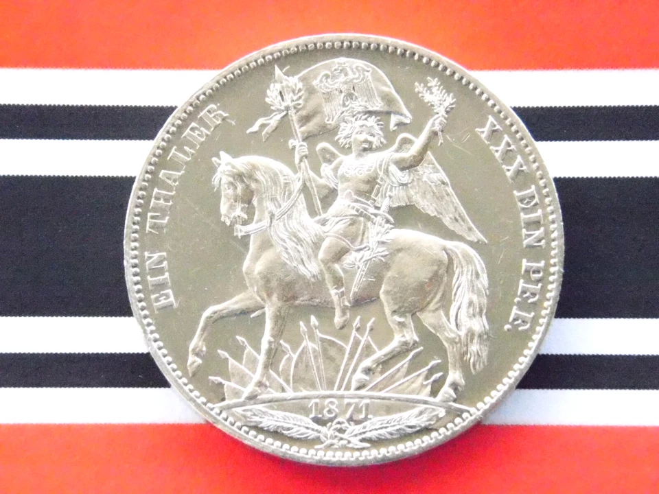 THALER 1871 B SAXONY ALBERTINE Johann Victory over France Silver GERMAN Coin UNC - Image 2 of 4