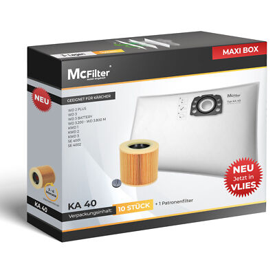 McFilter Maxi Box 10 Staubsaugerbeutel KA 40 Patronenfilter für KÄRCHER KFI 357