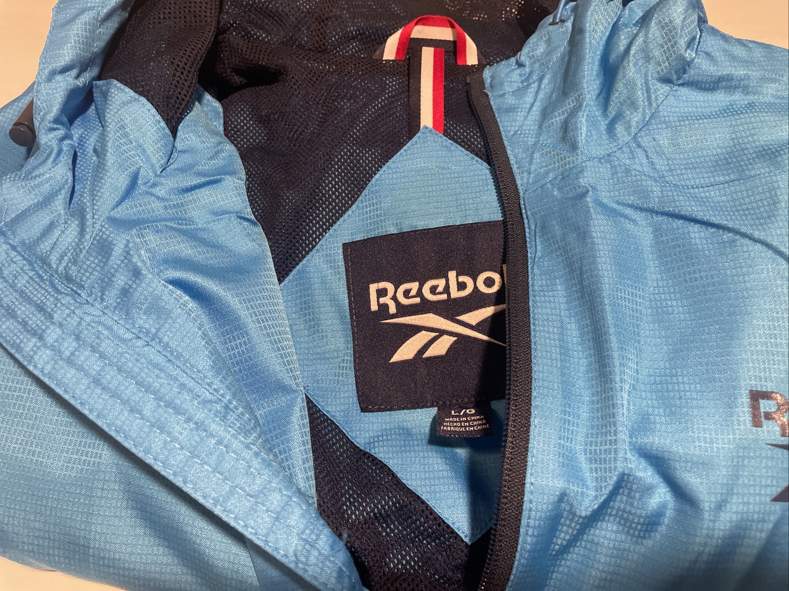 Reebok Jacket Windbreaker Men's Blue Outerwear Full Zip Hooded Golf New Large thumbnail 13