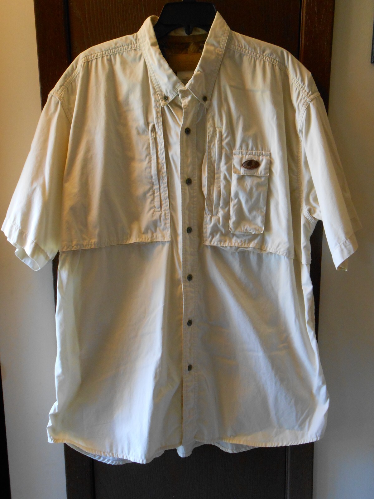 BIG & TALL MENS MOSSY OAK SHORT SLEEVE PALE YELLOW CAMP SHIRT SIZE 2XL
