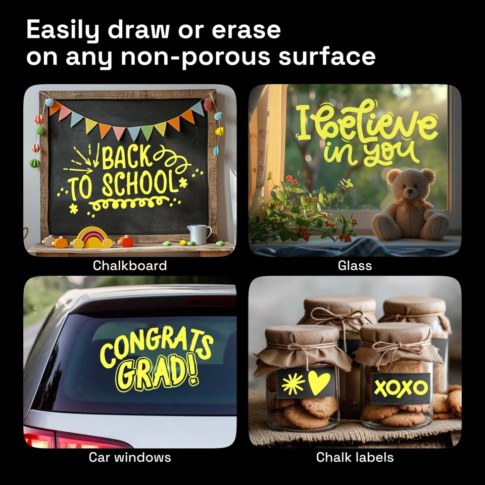 15mm Acrylstifte Breit Graffiti Stifte 2 Gelb Jumbo Acrylfarben Neon abwischb... - Bild 3 von 4