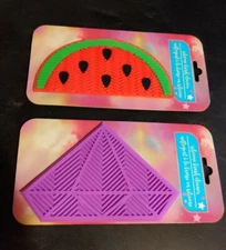 2 Silicone Decorative Makeup Brush Cleaning Mats, Diamond ,Watermelon