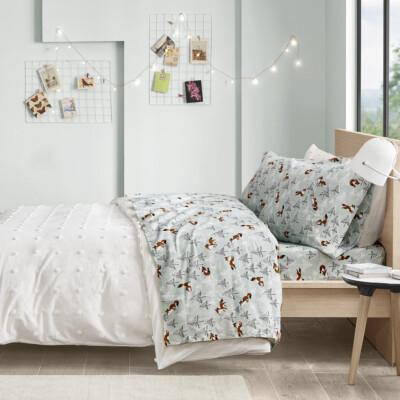 Intelligent Design Cozy Soft Cotton Flannel Printed Sheet Set Twin XL Full Queen