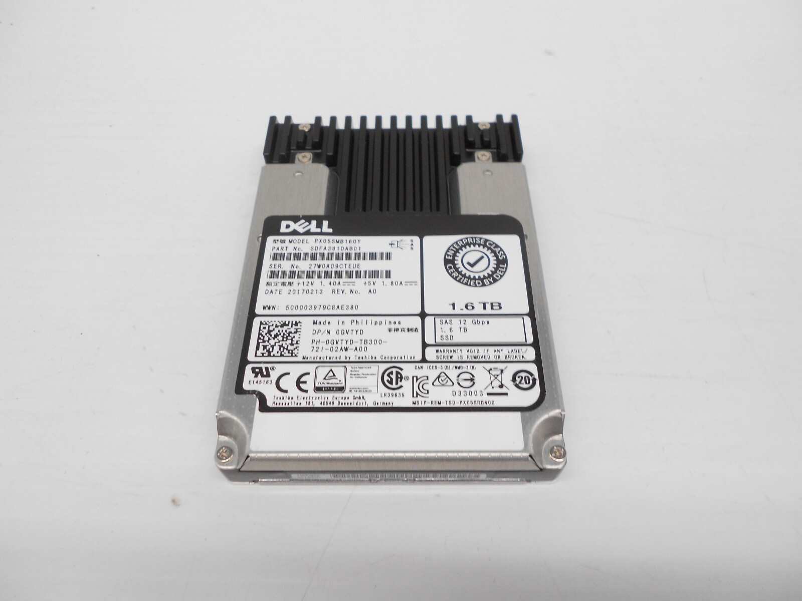 Disque Dur Interne Dell 1.6 To SSD PX05SMB160Y - SAS III 2.5" 10000 Tr/min (NEUF)