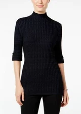 Style & Co Women's Blue & Black Sweater Size PM Retail $49.50