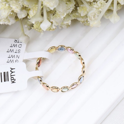 Anillo De Eternidad Completa De Zafiro Multicolor Redondo De 18k Oro Amarillo - Imagen 7 de 7