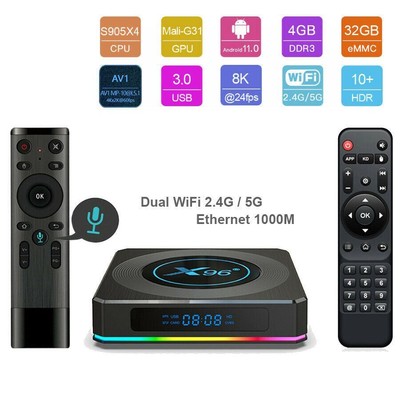 X96-X4 Android 11.0 Dual WiFi 5G+1000M S905X4 UHD 8K Voice Control Smart TV Box