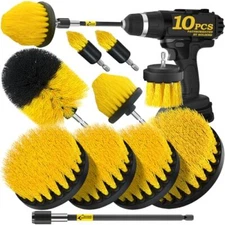 10Pieces Drill Brush Attachments Set, Power Scrubber Brush with Extend Long 