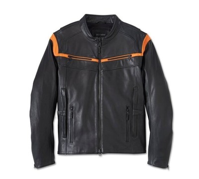 Harley Davidson Mens Black Triple Vent Motorcycle Jacket Cowhide Leather Jacket