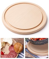 Schneidbrett Holzunterlage Kuchenbrett aus Buchenholz mit Saftrille Rund Ø22cm