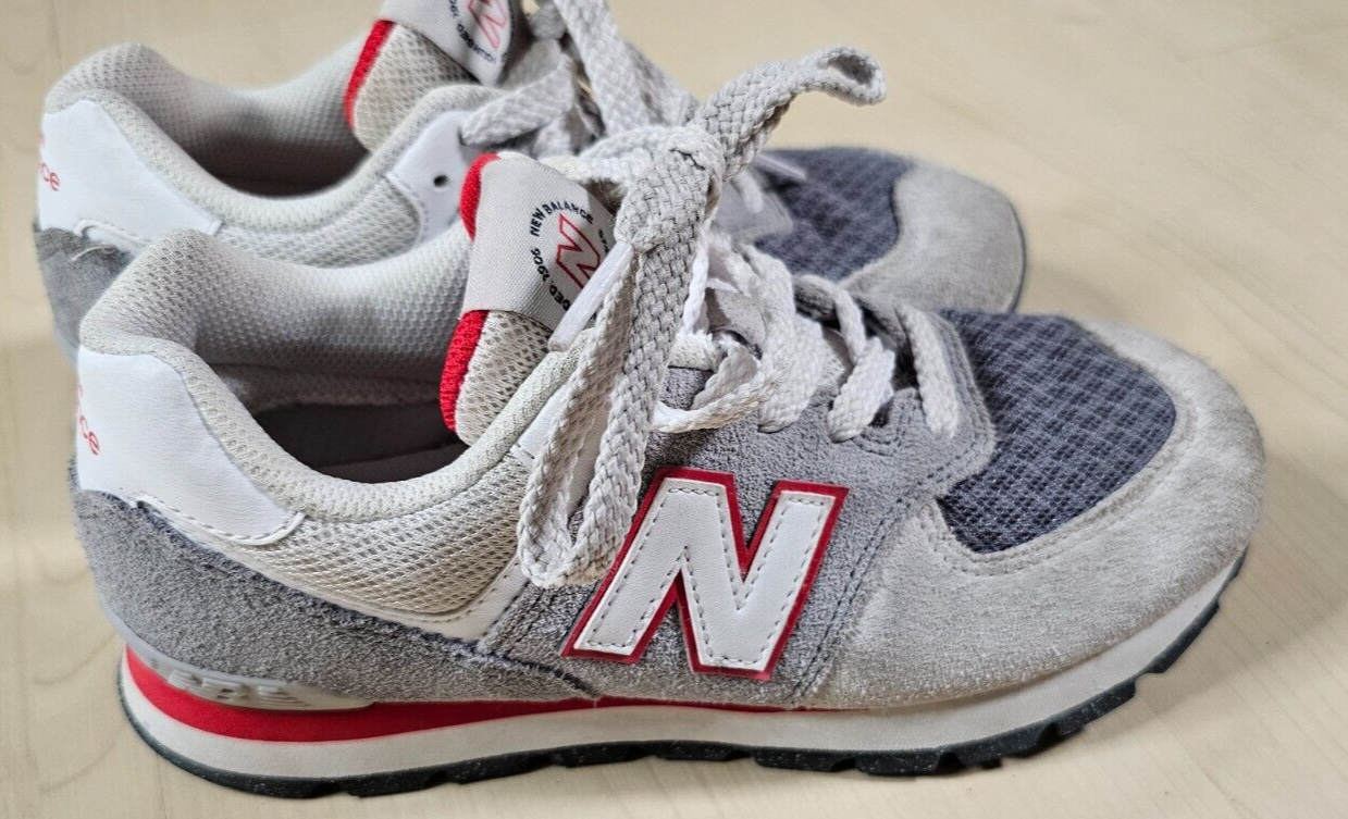 New Balance PC 574 DT2 Boys Shoes US Size 3 White Red