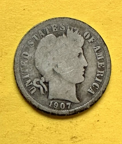 1907-O Barber Dime. 90% Silver. Good Condition. Charity Auction/Animal Rescue.