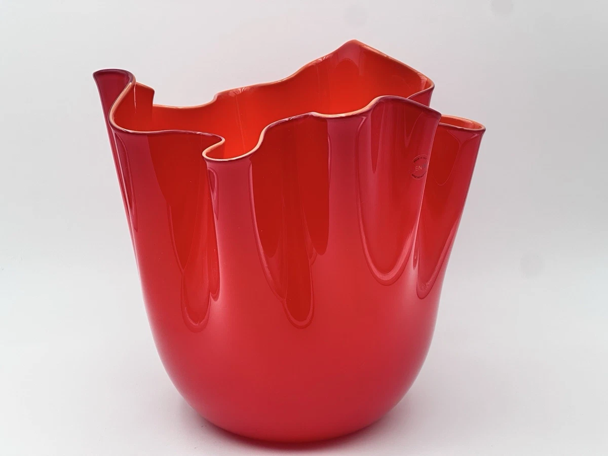 INNA-Glas Vaso Rotondo Alena In Vetro Rosso, 16x17 Cm, Made In EU, Per Fiori E Piante