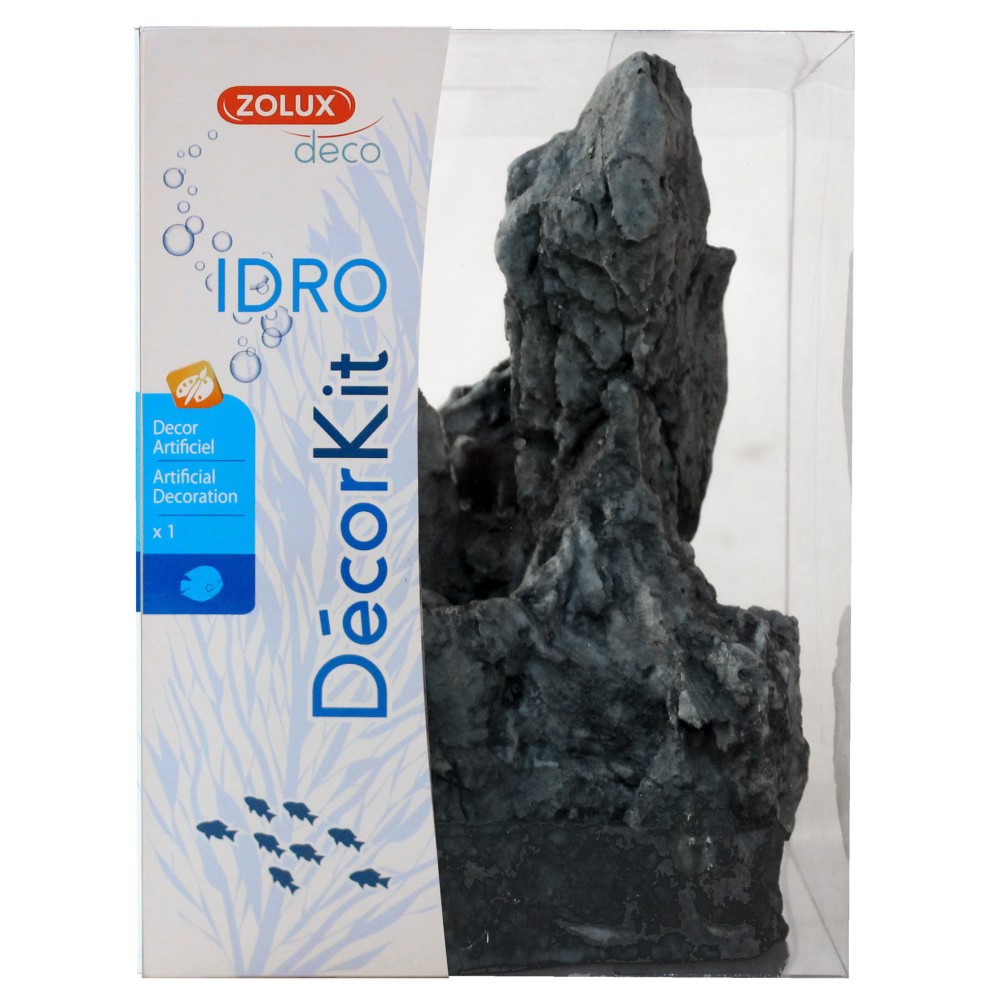 Décor Idro black stone N3 avec cachettes pour petit aquarium