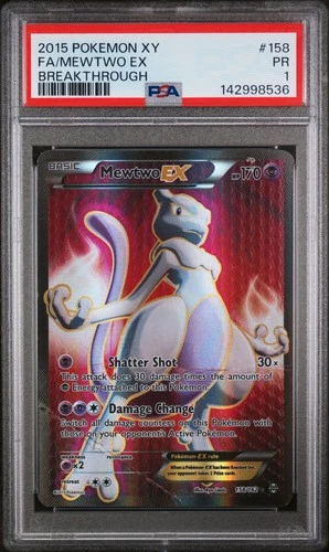 2015 POKEMON XY BREAKTHROUGH #158 FULL ART/MEWTWO EX PSA 1
