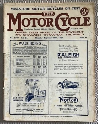The MOTOR CYCLE Magazine 20 SEP 1923 ITALIAN GRAND PRIX Lightweight Group Test