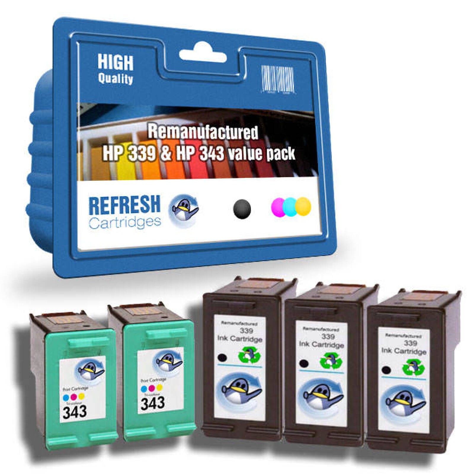 Refresh Cartridges Saver Pack 3x #339/2x #343 Ink Compatible With HP Printers