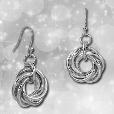 Damen Ohrringe Edelstahl Ohrhänger glänzend silber Ringspiel Amello ESOS93J
