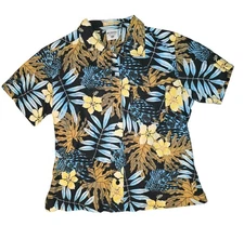 Columbia River Resorts Hawaiian Tropical Shirt Womens Med PM Button Up