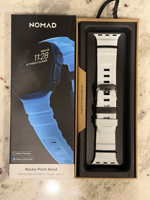 #ad Nomad Apple Watch Rocky Point Band Icy Blue Glow In the Dark 45 46 49mm Black $199.00