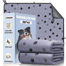 Washable Pee Pads for Dogs, 2 Pack Large 36"x41" Ultra-Absorbent and Leak-Pro...