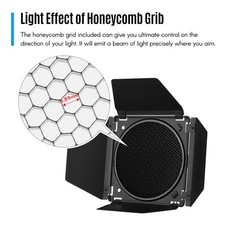 Godox BD-04 Barn Door Barndoor Kit With Grid 4 Color Gel Filters YMQF