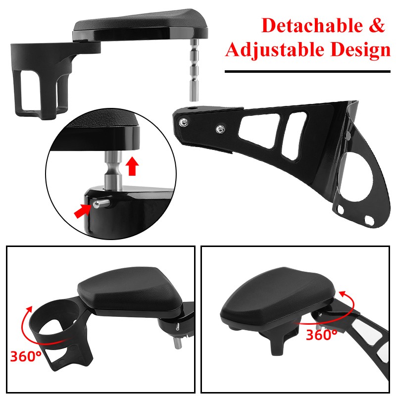 Passenger Arm Rests Armrests Drink Holder Fit For Harley Tri Glide 2014 ...
