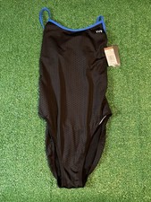 TYR Hexa Trinityfit Swimsuit Black Blue One Piece Durafast Elite THEX7A Size 38