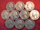 Lot 1- 10 Washington Silver Quarters 90% Silver 1964 and Older