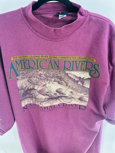 Vintage Mens 80s Signal Sports Single Stitch Nature T Shirt Sz XL Native Art Red