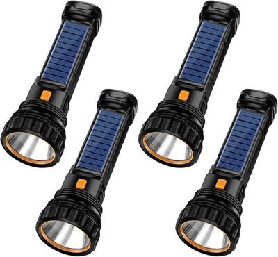 4pcs Solar/Rechargeable Multi Function 1000 Lumens LED 4PCS, Black 