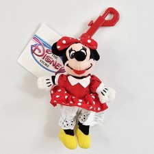 The Disney Store Minnie Mouse Bean Bag Keychain Plush 4" New NWT Vtg