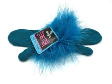 Girls Magic Stretch Mittens NEW with Tags. Teal Turquoise with Fancy Fur trim