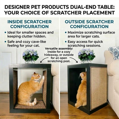 Cat Scratching Post End Table with Sisal Wood Modern Cat Furniture Bailey