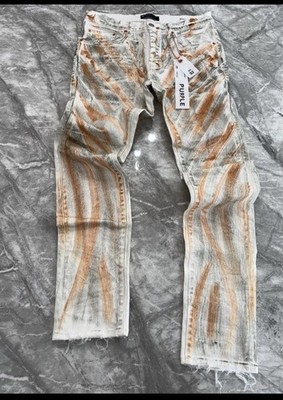 These Are Purple Brand P001 White Brush Stroke Jeans. Size 32