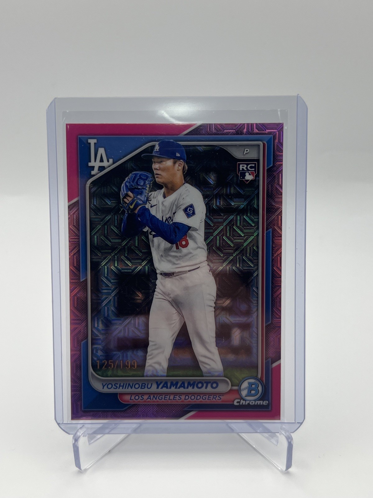 2024 Bowman Chrome Yoshinobu Yamamoto RC #73 Pink Mojo Refractor #’d 125/199