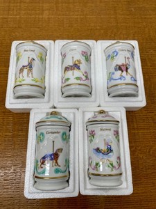 LOT Of 5 LENOX Spice Jars 1993 Animal Spice Carousel Fine Porcelain 24Kt Trim