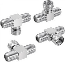 4Pcs Coaxial Cable Splitter, Aerial Coax Splitter Combiner Zinc Alloy 2 in 1 Out