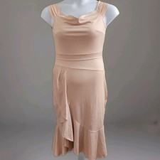 WOMEN'S Dusty Rose Midi LENGTH SLEEVELESS FORMAL DRESS SIZE M Bodycon Ruffle