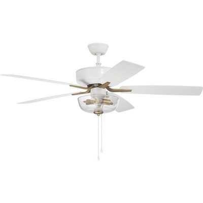 Craftmade P101WSB5-52WWOK Pro Plus Indoor Ceiling Fan White and Satin Brass
