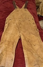 VINTAGE Carhartt Adult Tan Overalls 60s Duck Double Knee Mens Union 40 X 30