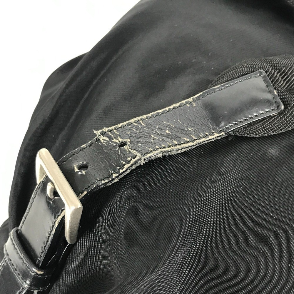PRADA Triangle Logo Plate Bag Backpack Rucksack Black Unisex Used from japan thumbnail 7
