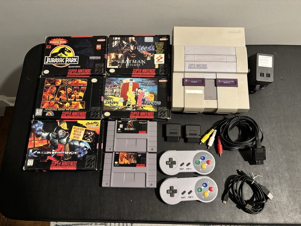 A tested, working SNES with controllers, hookups, AND boxed games — the complete classic package that every retro gamer dreams of finding.