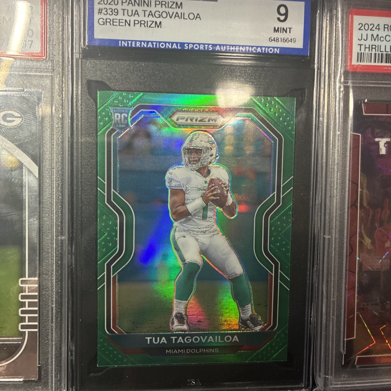 2020 Prizm Tua Tagovailoa RC Green Rookie #339 Dolphins PSA 9