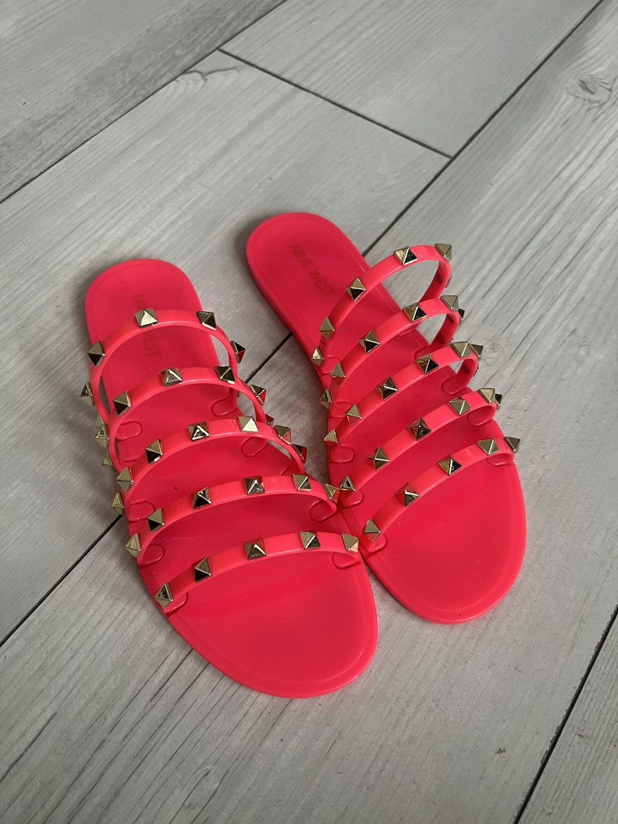 Nine West Womens Charli Pink Jelly Sandals Shoes Medium B Flat