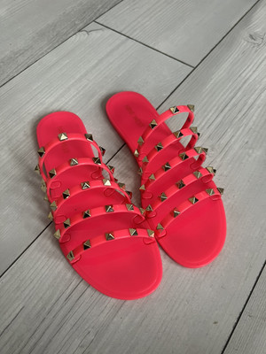 Nine West Womens Charli Pink Jelly Sandals Shoes Medium B Flat