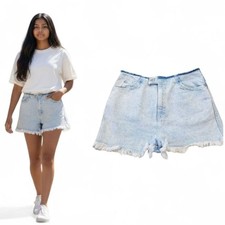Vintage Bonjour Raw Hem Waist 100 Cotton Cut Off Denim Shorts in Light Wash