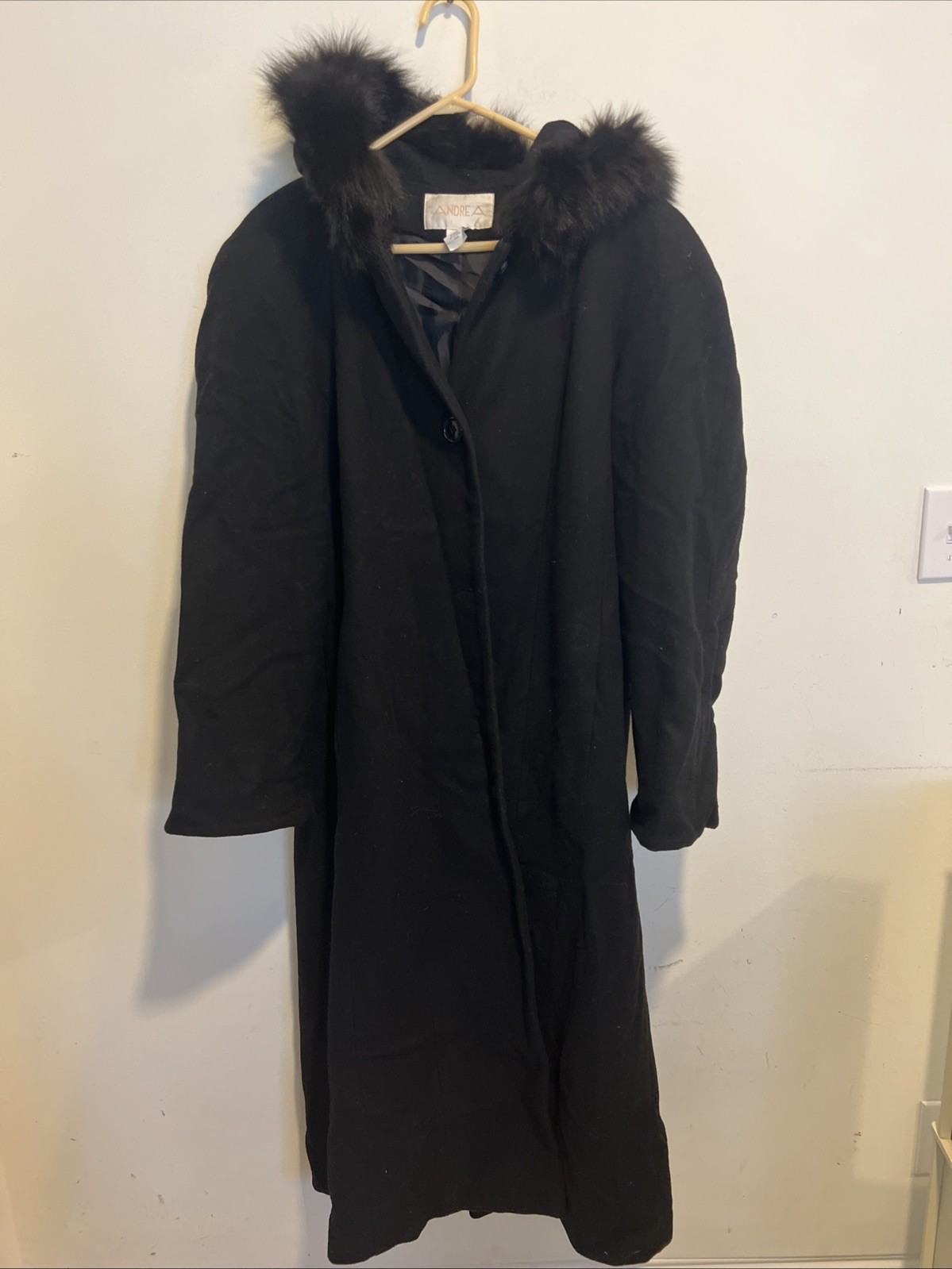 Andrea Women’s Fox Fur Hood Trim Full Length Coat Size 16W