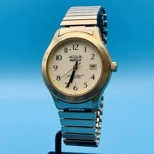 ACQUA By TIMEX Vintage 2001 Men’s Bracelet Wristwatch Indiglo Date Display Works