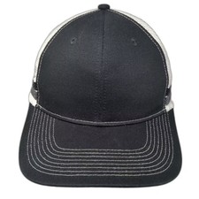 Port Authority Trucker Hat Black White OS Snapback Mesh Back Contrast Stitching
